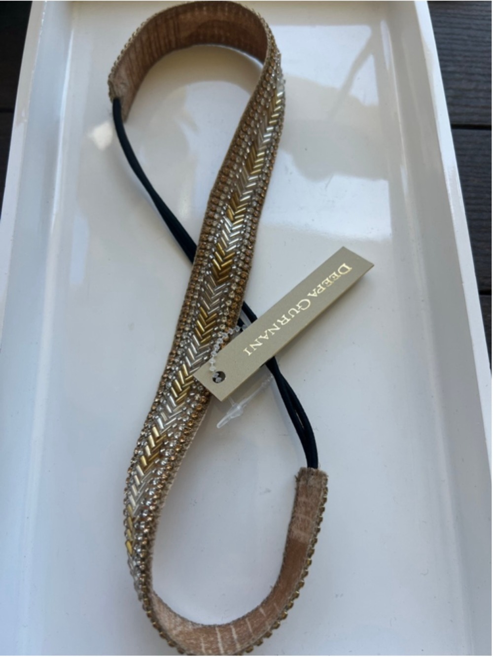 NWT Deepa Gurnani Hair Accessory One Size Gold Silver Beaded Headband